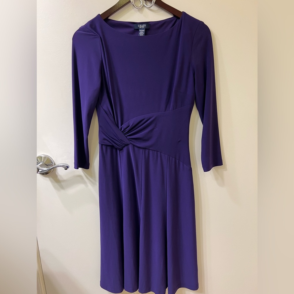 CHAPS‎ NWOT Purple Women's Dress SLIPS OVERHEAD, FLATTERING STRETCH
